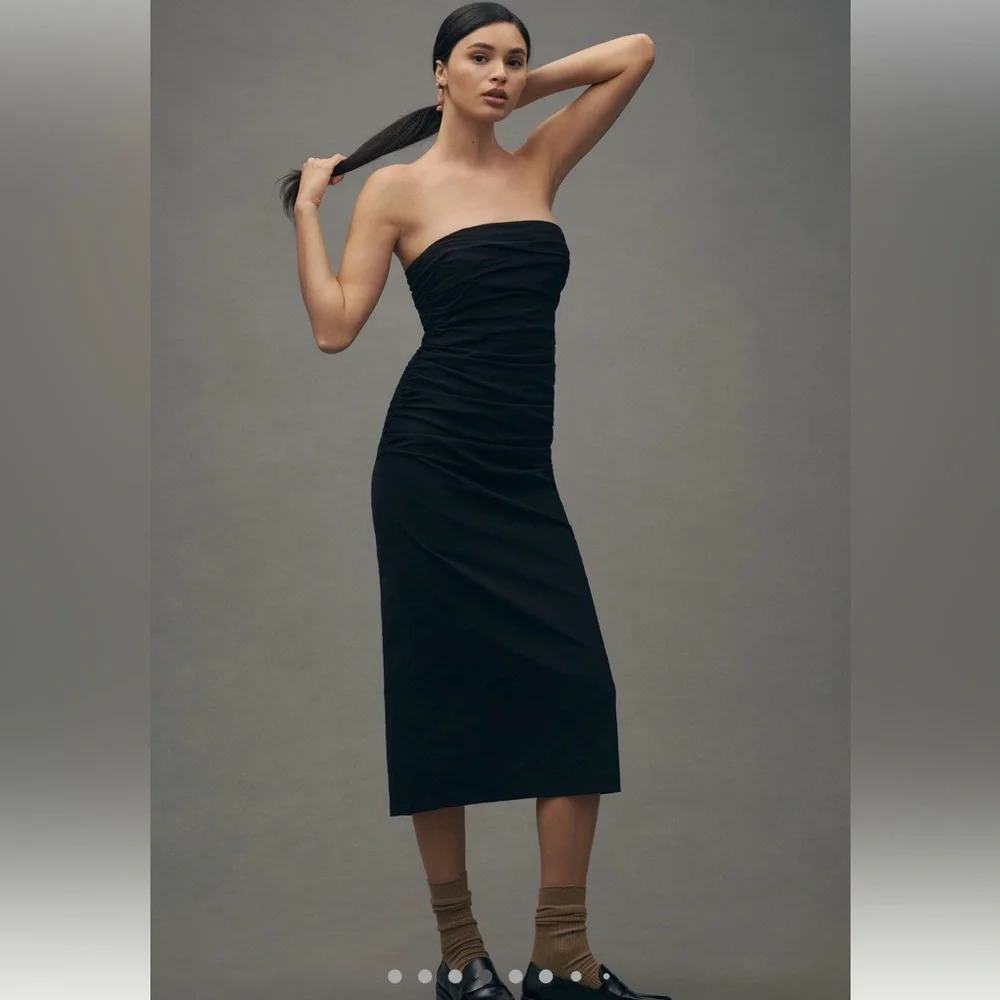 NEW Anthropologie The Soleil Magic Fabric Strapless Ruched Dress - Picture 3 of 4